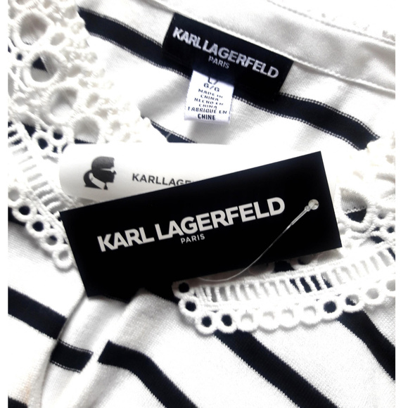 Karl Lagerfeld Black and White Striped Knit Top - Picture 5 of 5